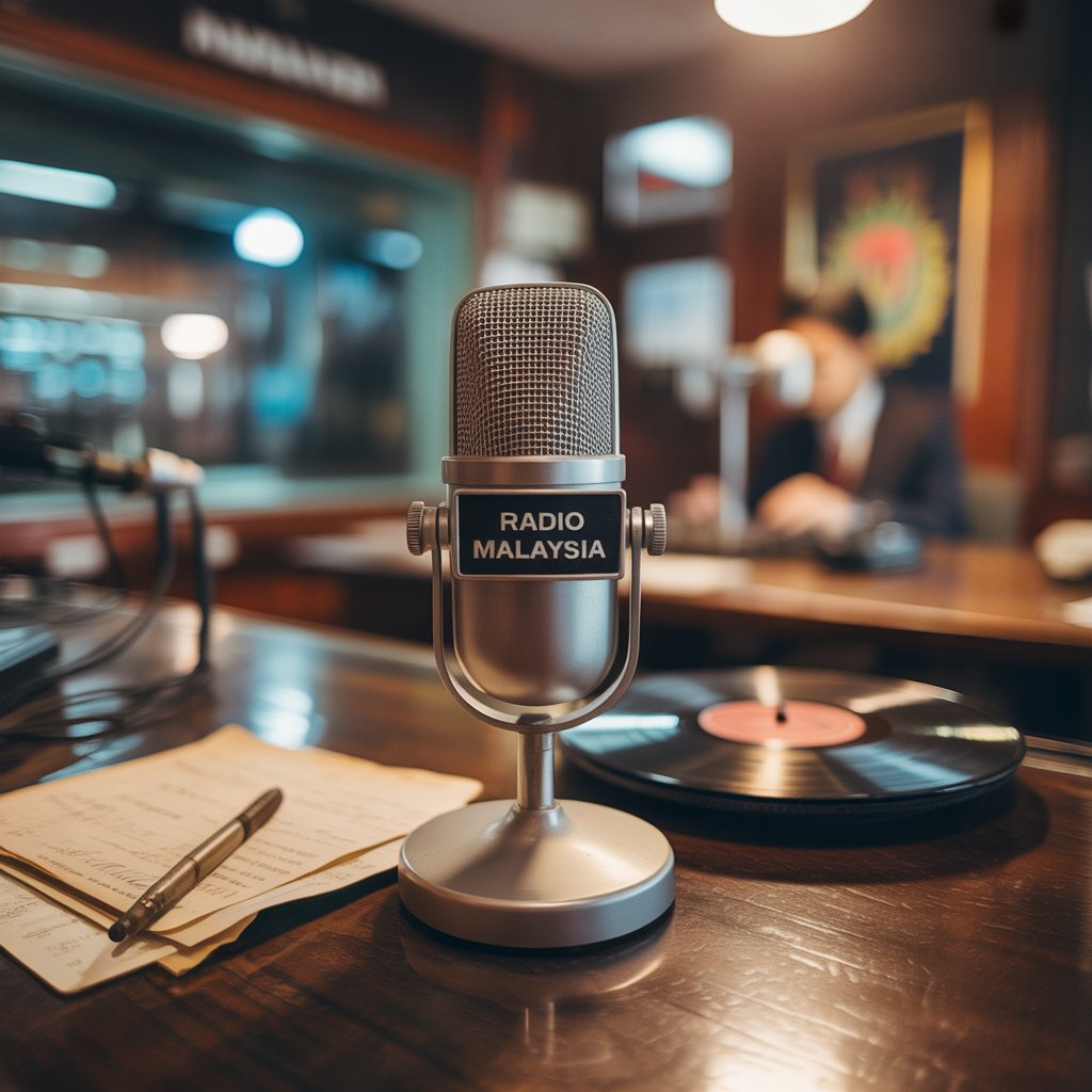 microphone of radio station's studio of malaysia